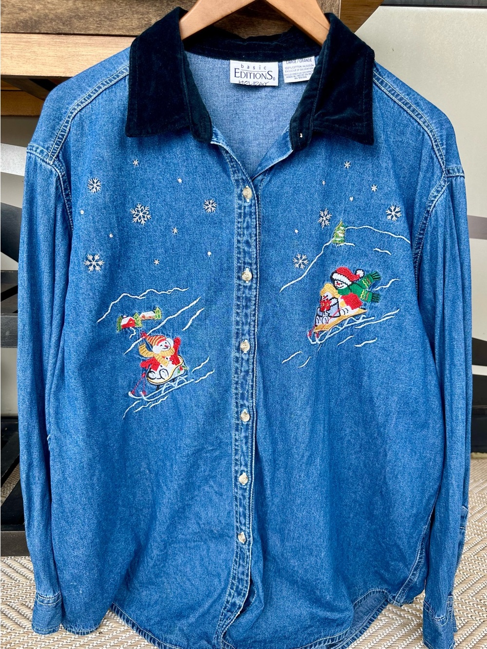 Vintage Basic Editions Holiday Embroidered Shirt